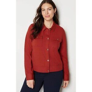 J Jill Wearever Collection Womens Double Face Jersey Jacket Sz M Terracotta Coat